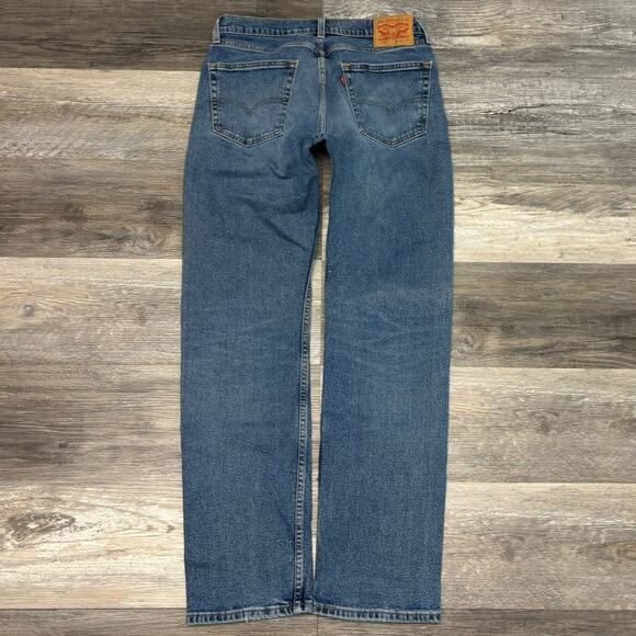 Levis 505 Dark Wash Faded Blue Mens 31x30‎ Regular Straight Denim Jeans Red Tab - Picture 2 of 13